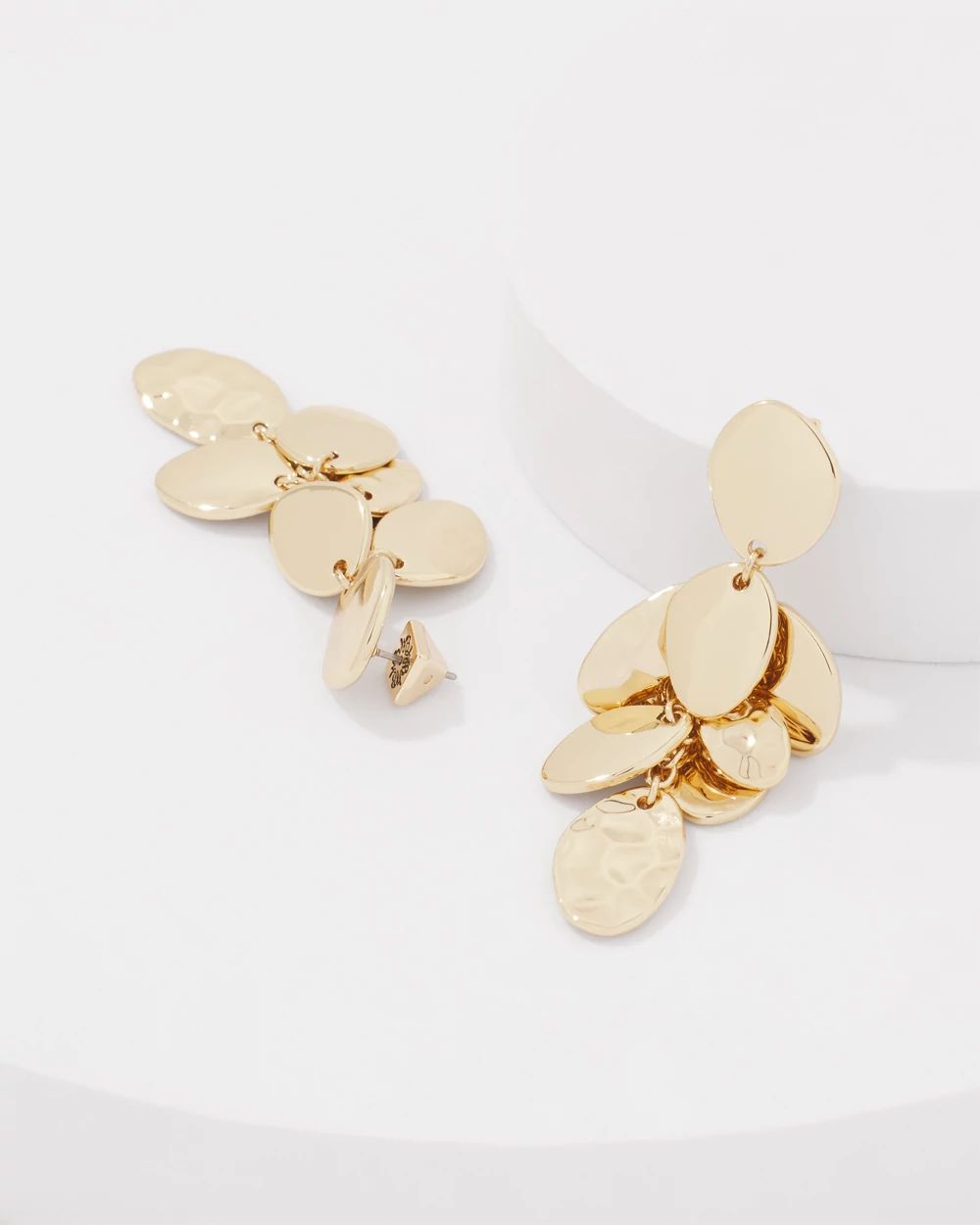 Gold Hammered Disc Drop Earrings