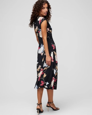 Cap Sleeve Matte Jersey Shirred Midi Dress