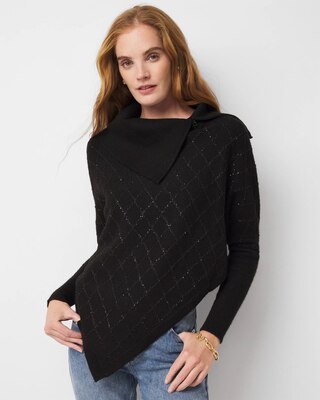Sequin Argyle Sweater Poncho