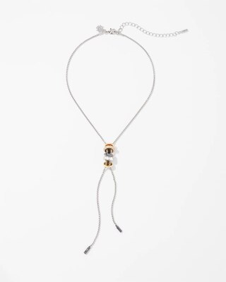 Mixed-Metal Crystal Rings Y-Necklace