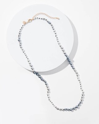 Grey Pearl SS Long Necklace
