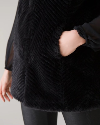 Chevron Textured Faux Fur Vest