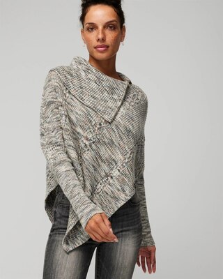 Zip Neck Marled Poncho