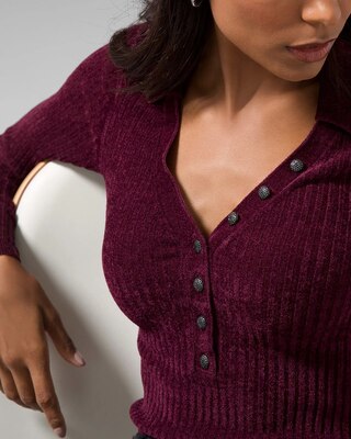 Chenille Henley Sweater