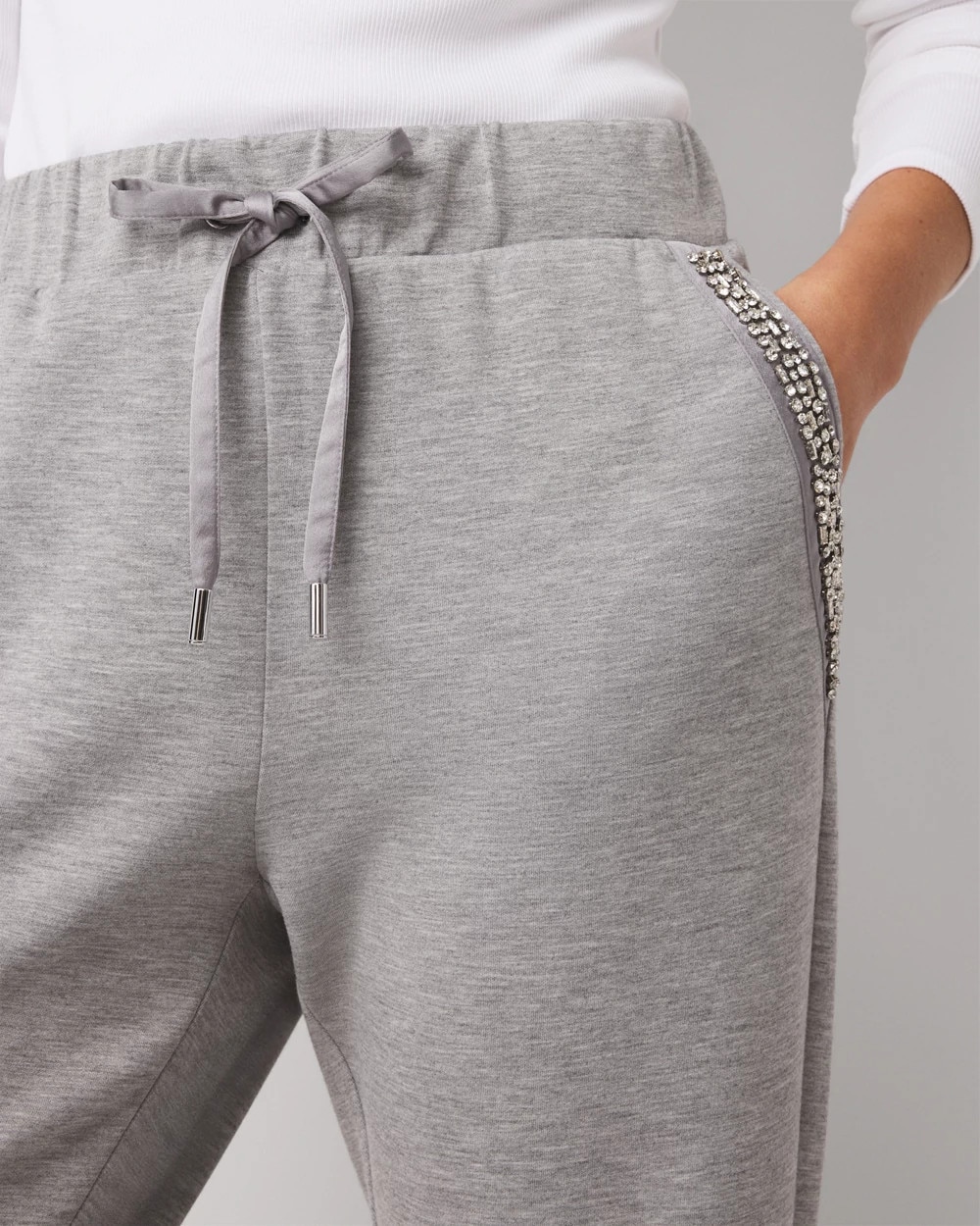 Embellished Satin Trim Jogger