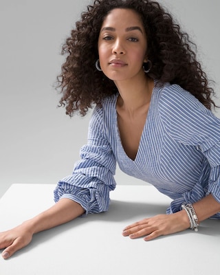 Ruffle Sleeve Seersucker Blouse