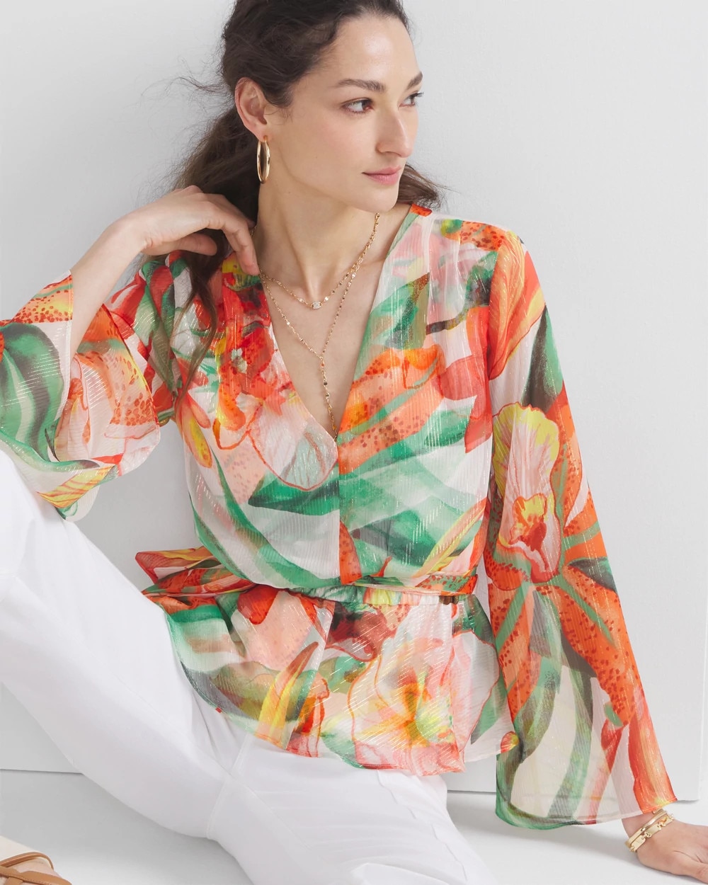 Long Sleeve V-Neck Blouse