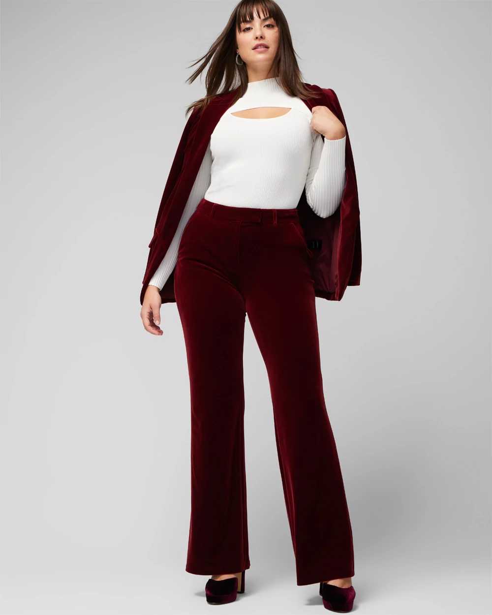 WHBM® Curvy Luna Wide Leg Velvet Trousers click to view larger image.