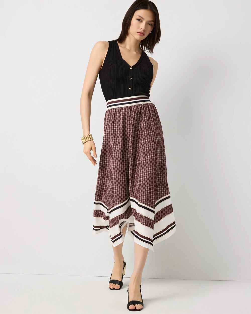 Handkerchief Hem Midi Skirt