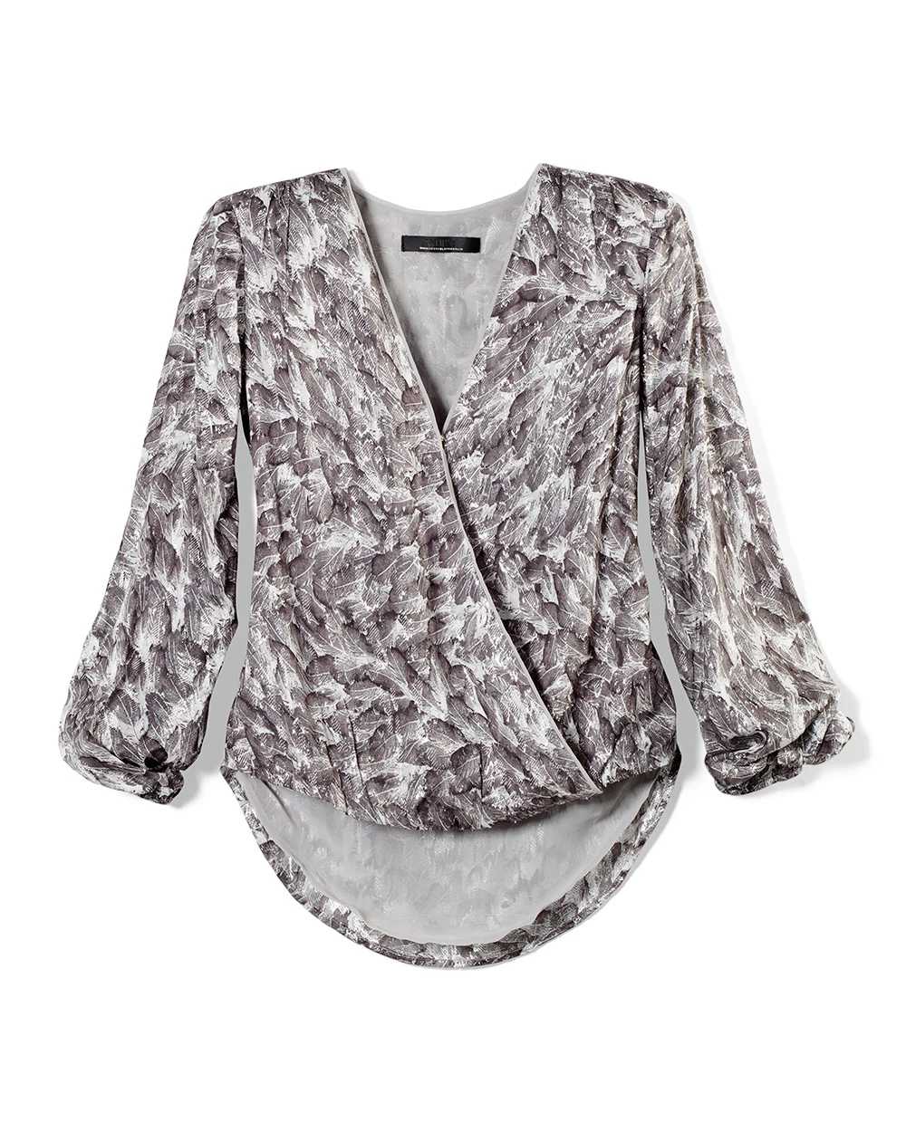 Feather Print Surplice Blouse click to view larger image.