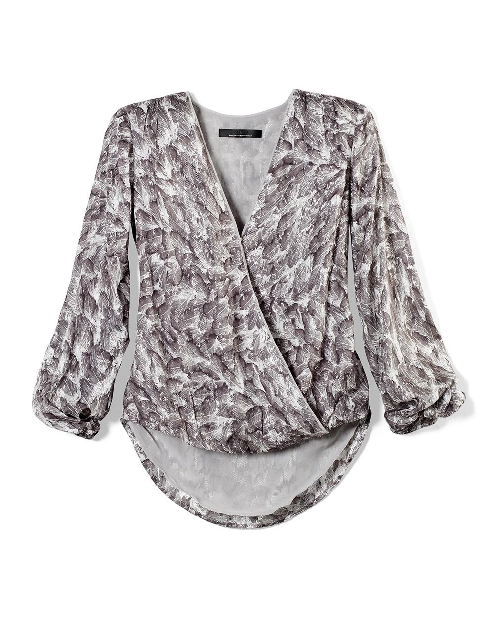 Feather Print Surplice Blouse