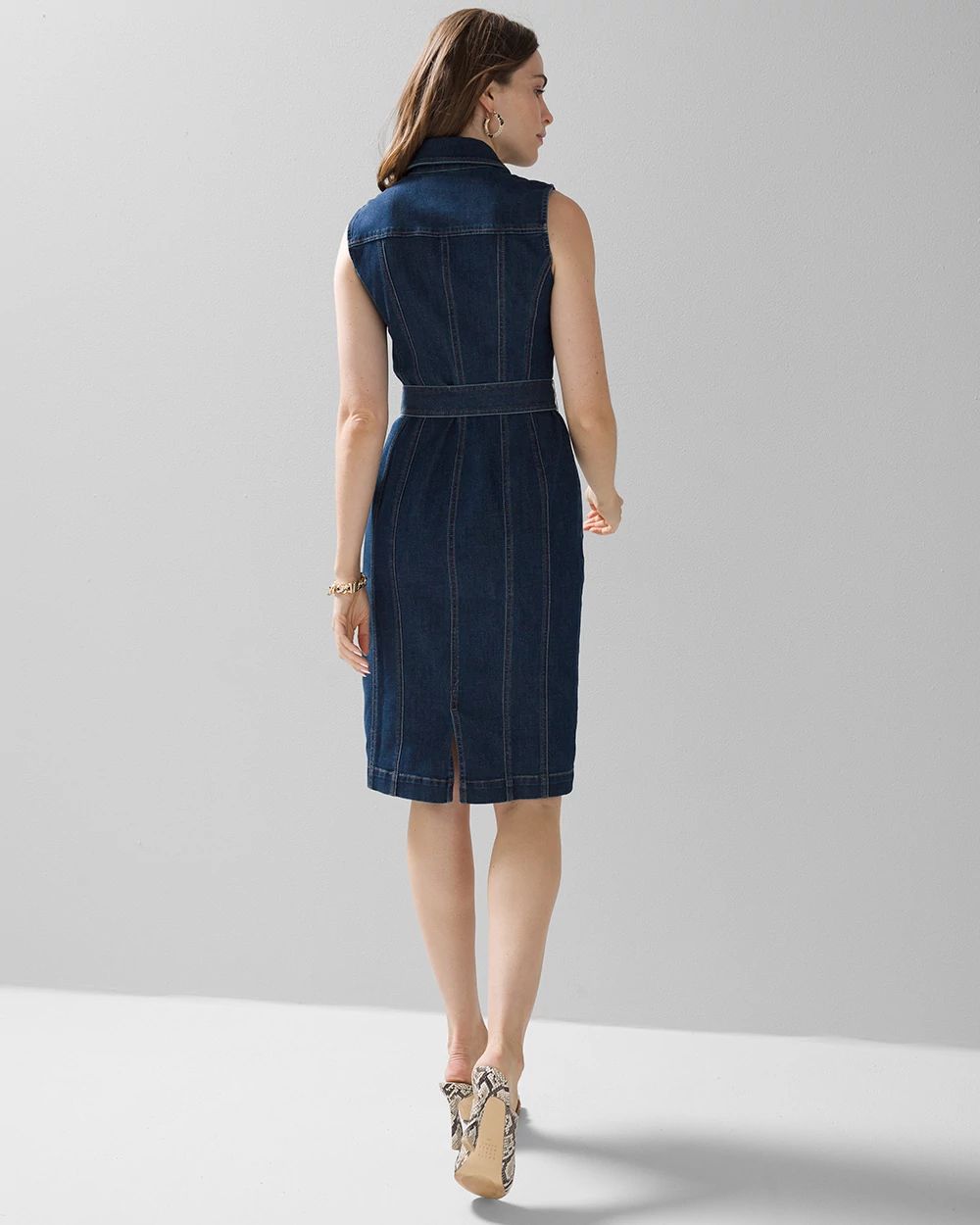 Sleeveless Denim Shirtdress