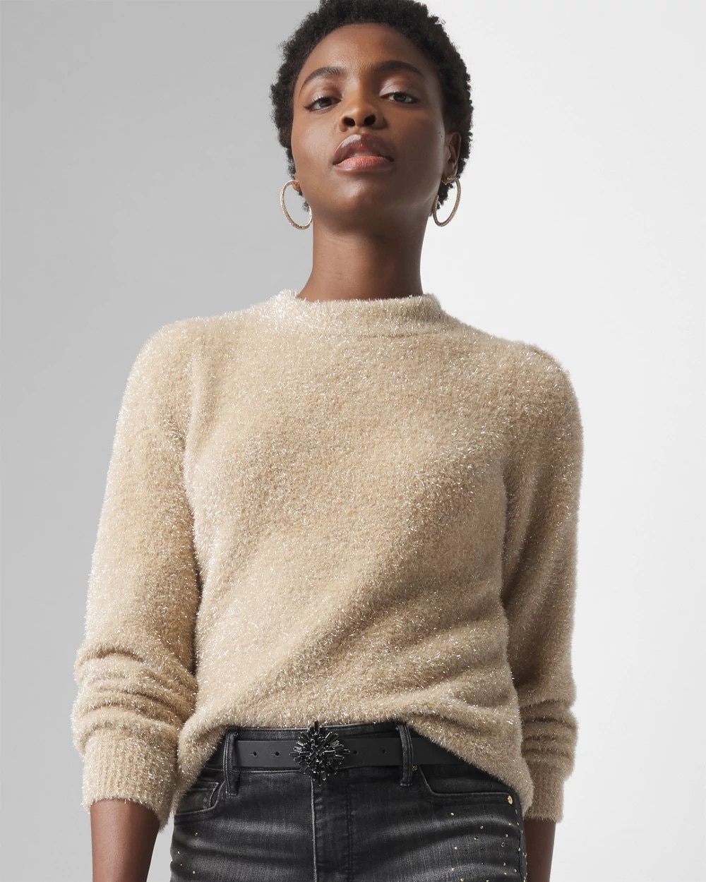Tinsel Trim Sweater - image 5
