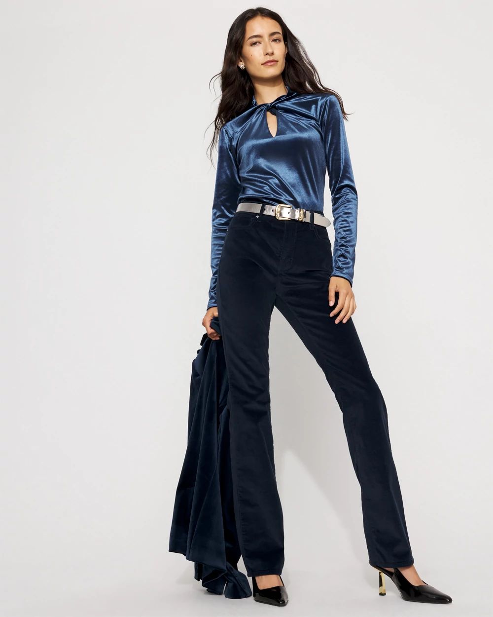 WHBM FORME™ All Ways Stretch Twist Neck Velvet Top