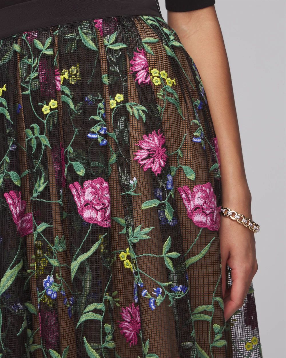 Embroidered Fit & Flare Skirt
