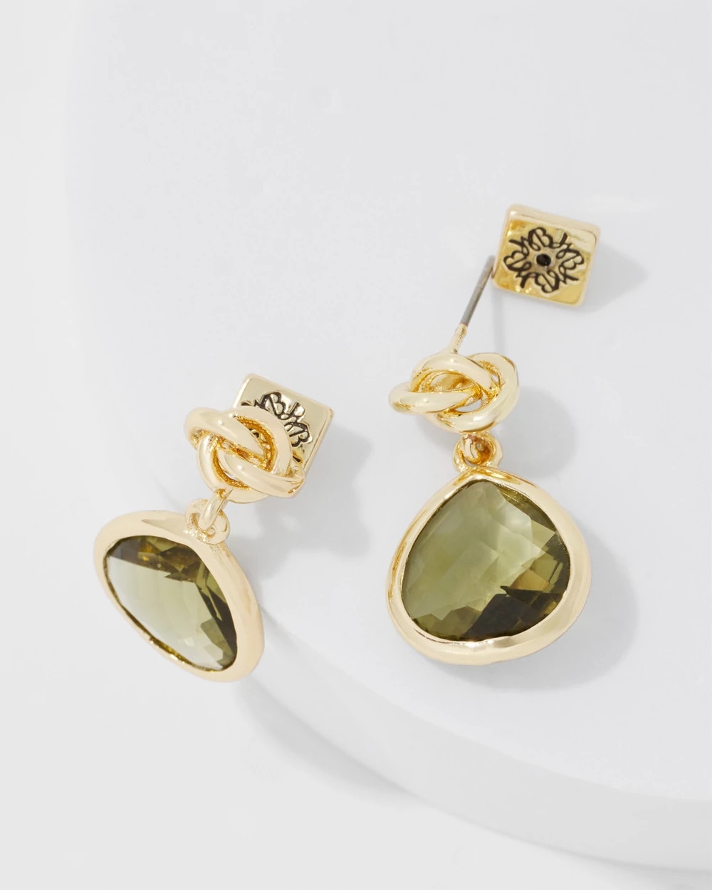 Olive + Gold Drop Earrings - image 3