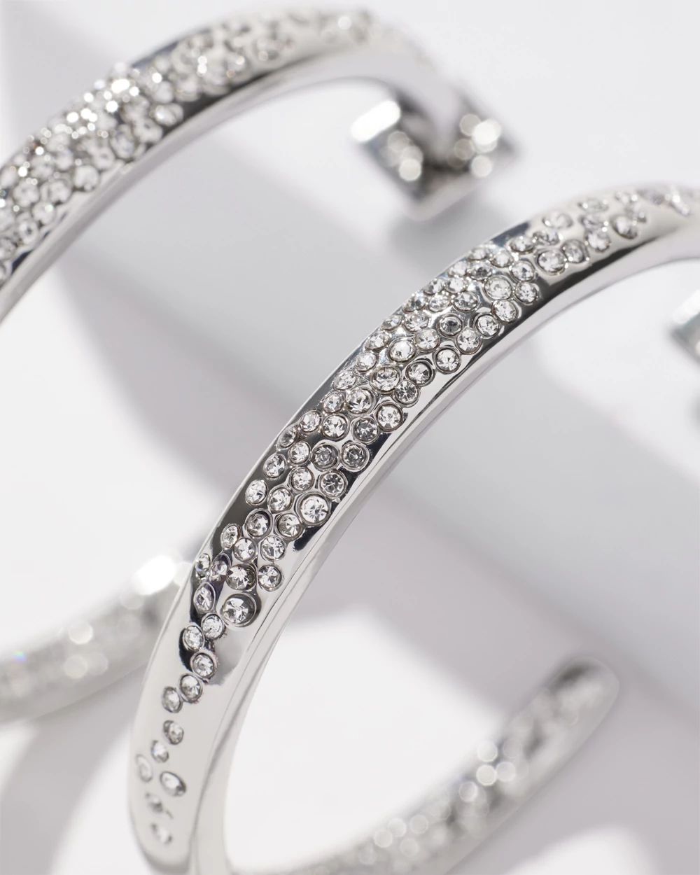 Silver Pave Hoop Earrings