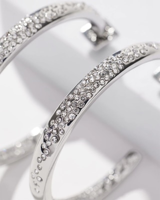 Silver Pave Hoop Earrings