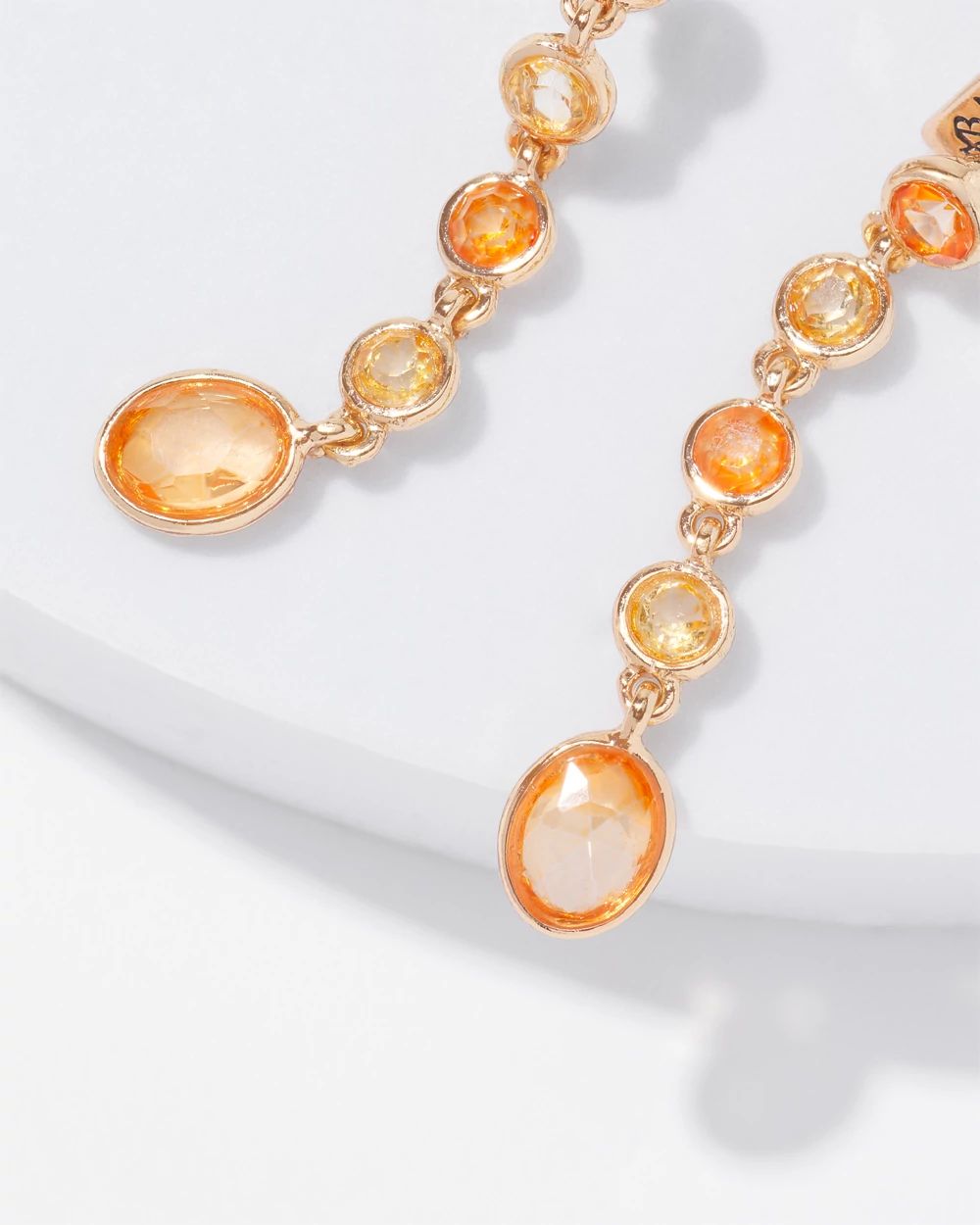 Gold + Peach Crystal Drop Earrings