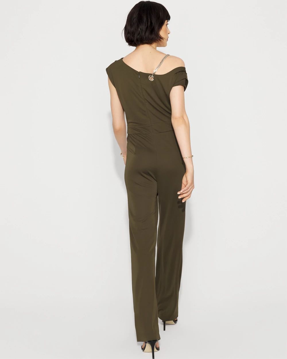 One-Shoulder Draped Jumpsuit click to view larger image.