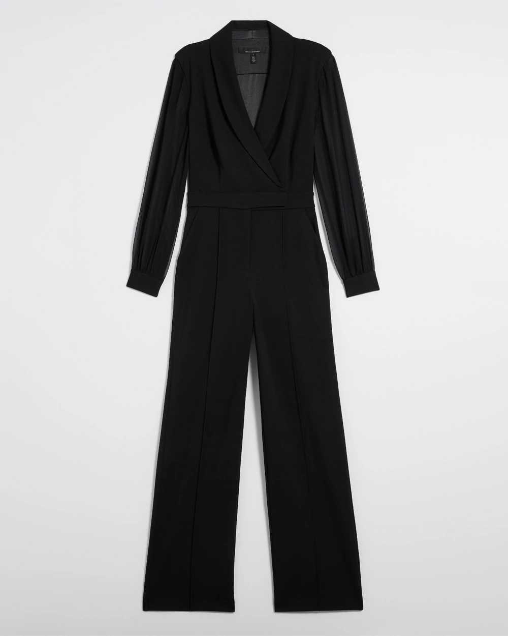 Petite Long Sleeve Sheer Sleeveless Jumpsuit click to view larger image.