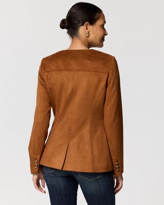 Faux Suede Collarless Jacket click to view larger image.