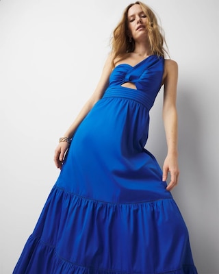 One-Shoulder Twist Front Maxi Dress click to view larger image.