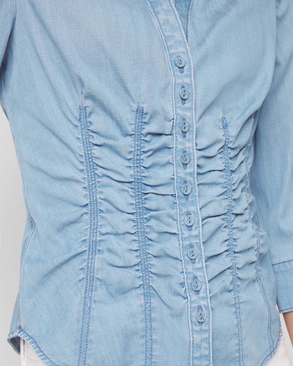 Petite Elbow-Sleeve Ruched Detail Shirt