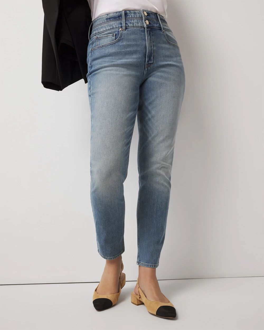 Curvy Extra High-Rise Double Waistband Slim Ankle Jeans