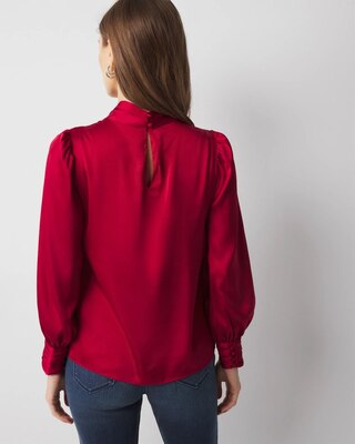 Long Sleeve Twisted Neck Satin Blouse click to view larger image.