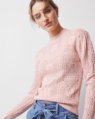 Mock Neck Pointelle Sweater click to view larger image.