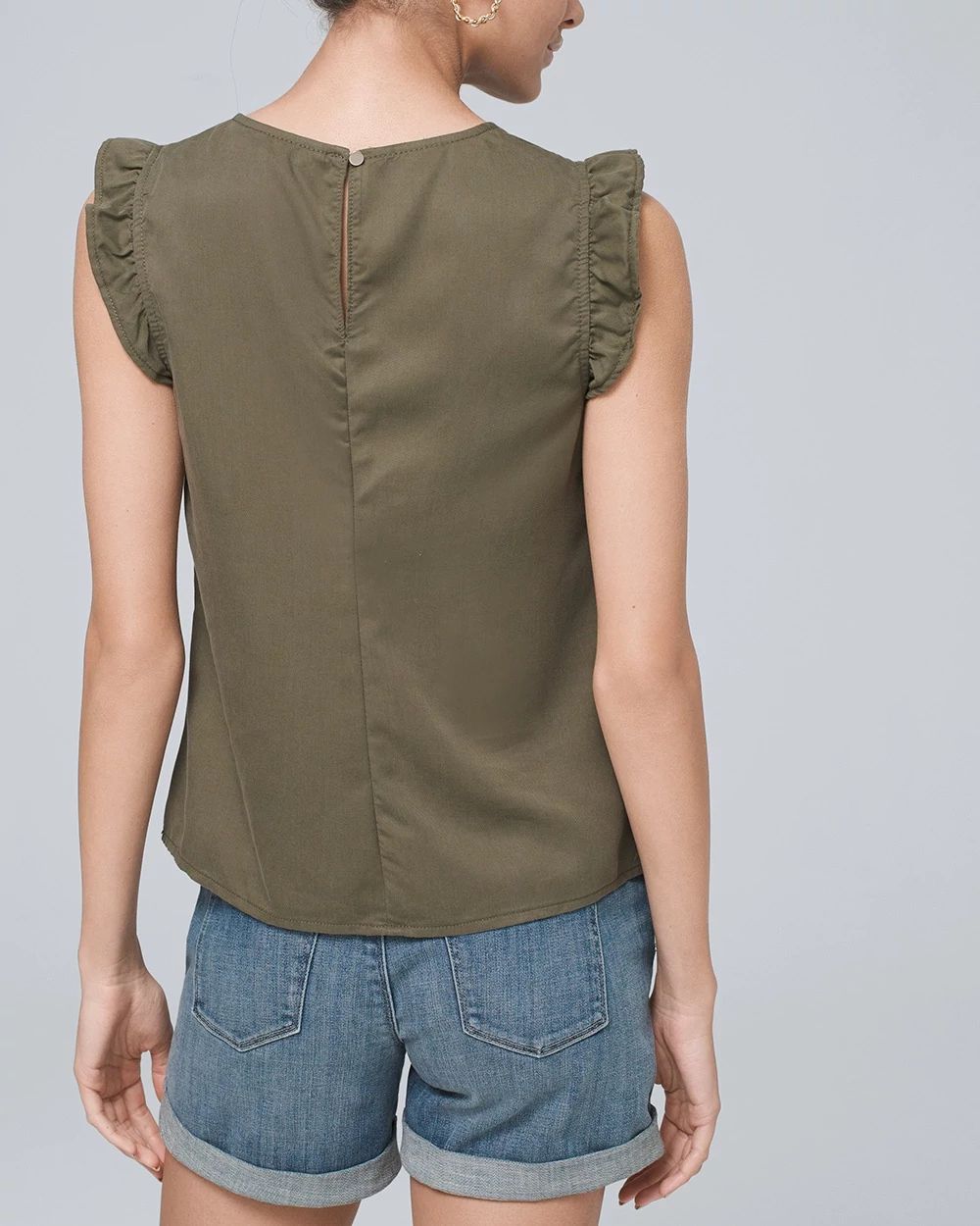 Silky Soft Denim Ruffle Top click to view larger image.