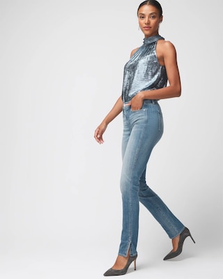 High-Rise Everyday Soft Novelty Slim Jeans With Slit