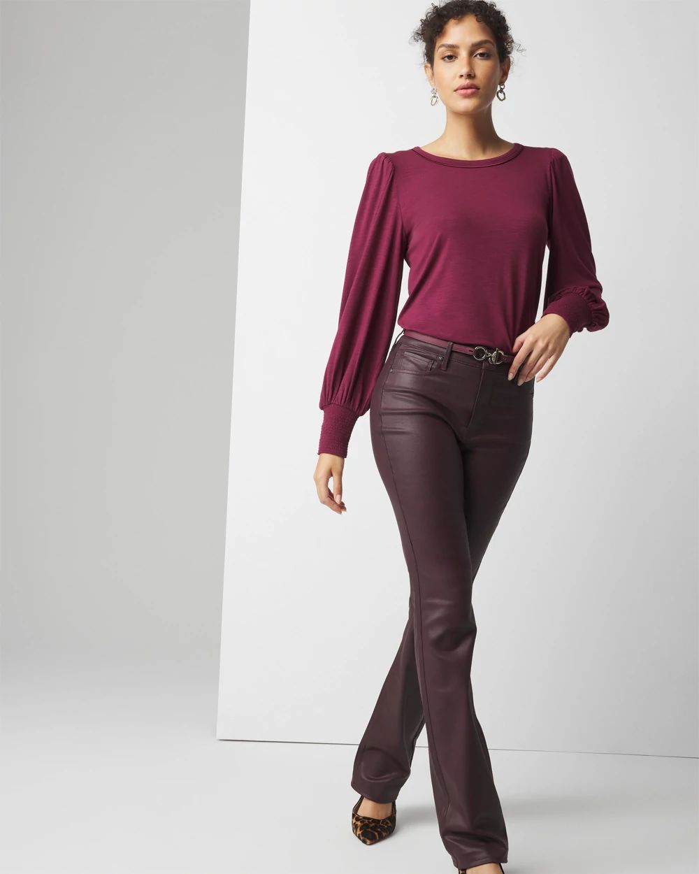 Long Sleeve Tee with Smocked Cuffs