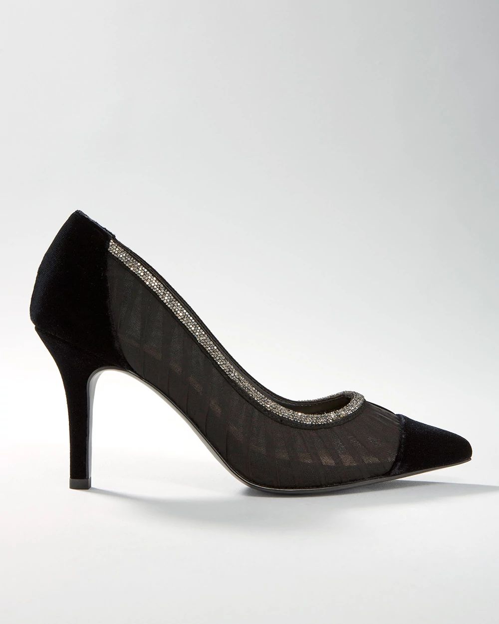 Mesh & Hematite Mid-Heel Pump