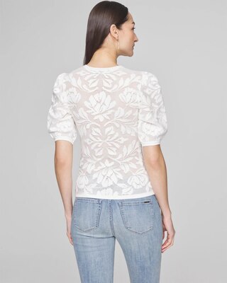 Puff Sleeve Jacquard Pullover Sweater