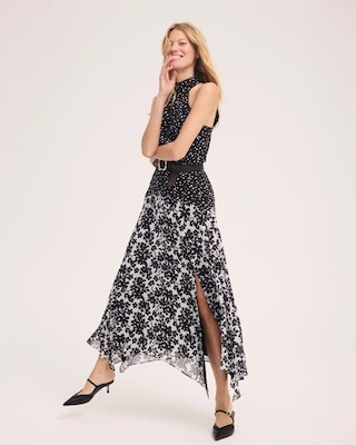 Handkerchief Hem Chiffon Halter Midi Dress