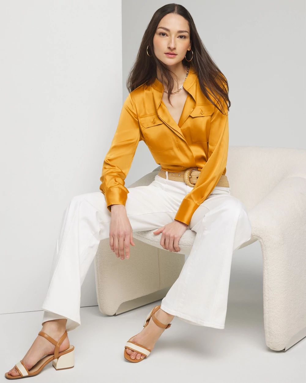 Long Sleeve Collar Pocket Shirt