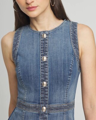 Sleeveless Denim Crest Sheath Dress