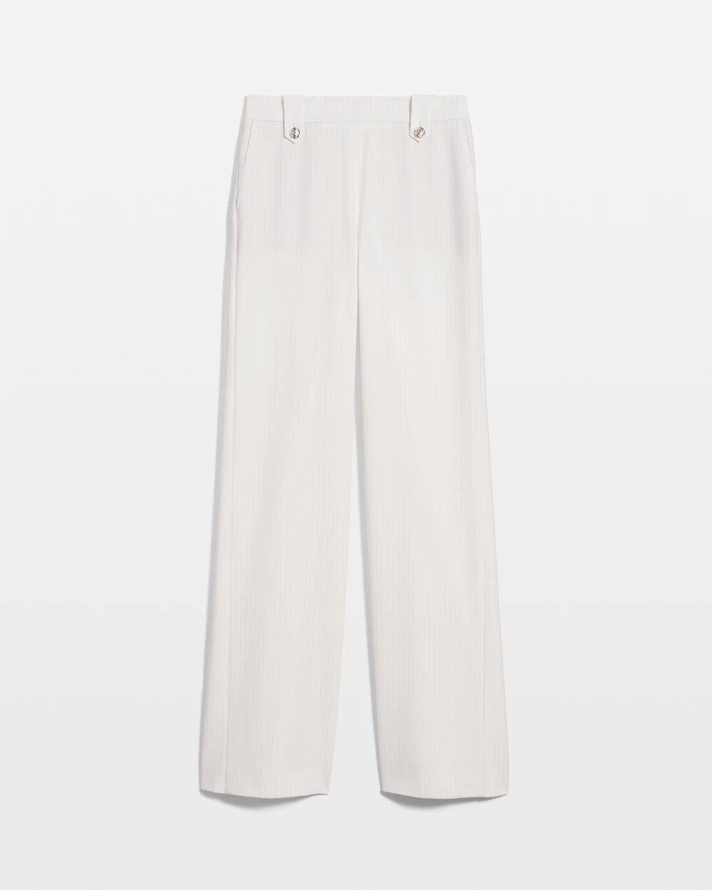 Pinstripe Button-Tab Wide Leg Trouser