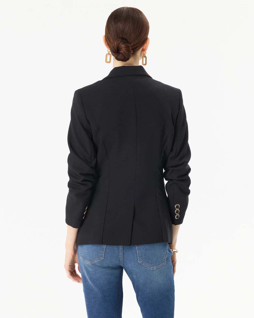 Luxe Stretch Ruched Sleeve Blazer click to view larger image.