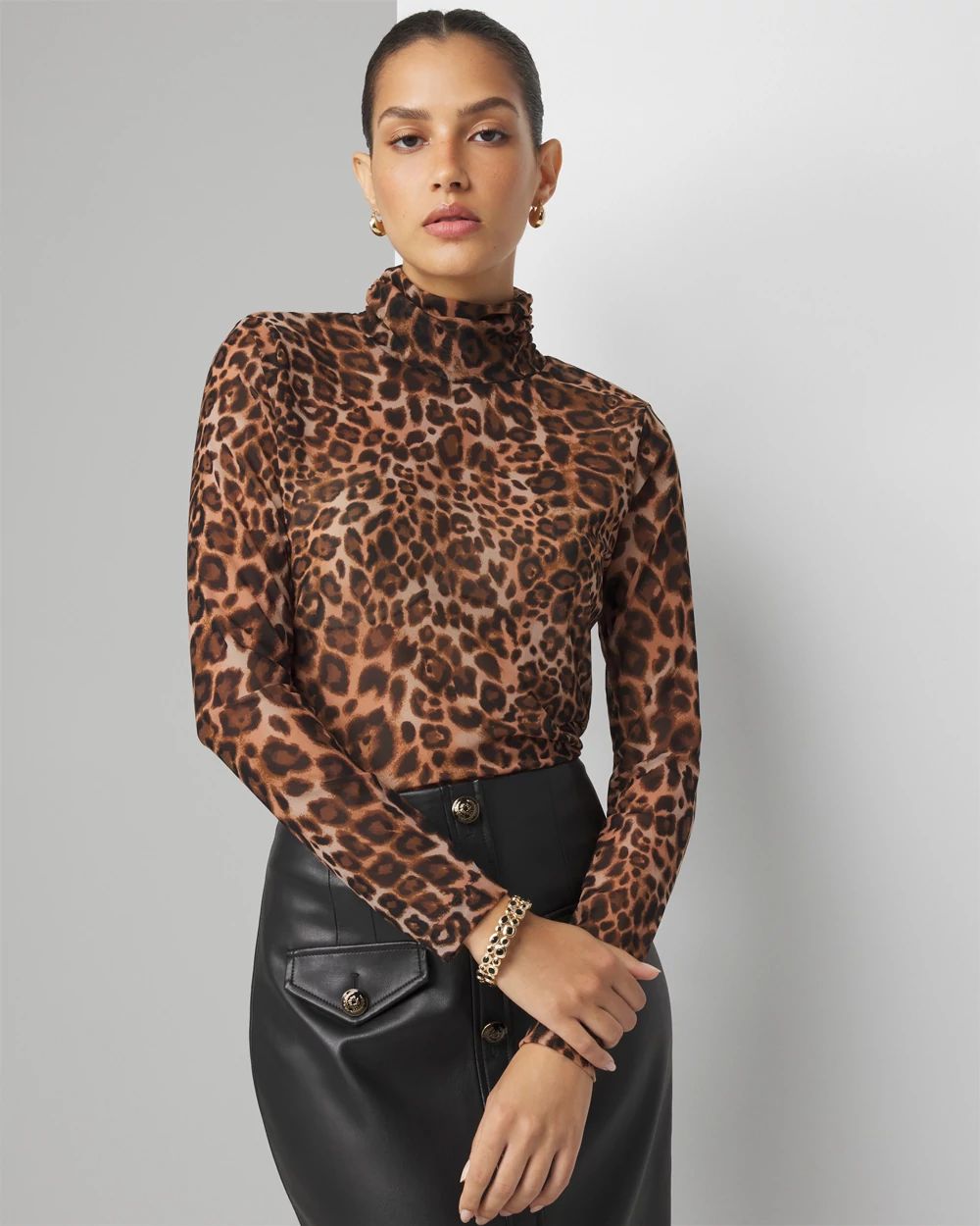 Long Sleeve Mesh Turtleneck