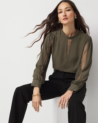 Lace + Crepe Blouse click to view larger image.