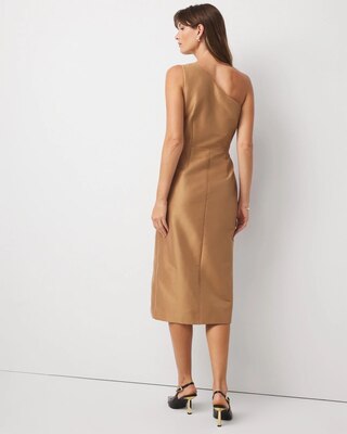 Petite One-Shoulder Stretch Taffeta Midi Dress click to view larger image.