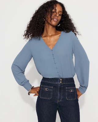 Long-Sleeve Button-Up Blouse