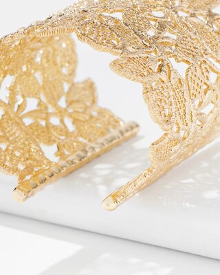 Gold Metal Lace Cuff Bracelet