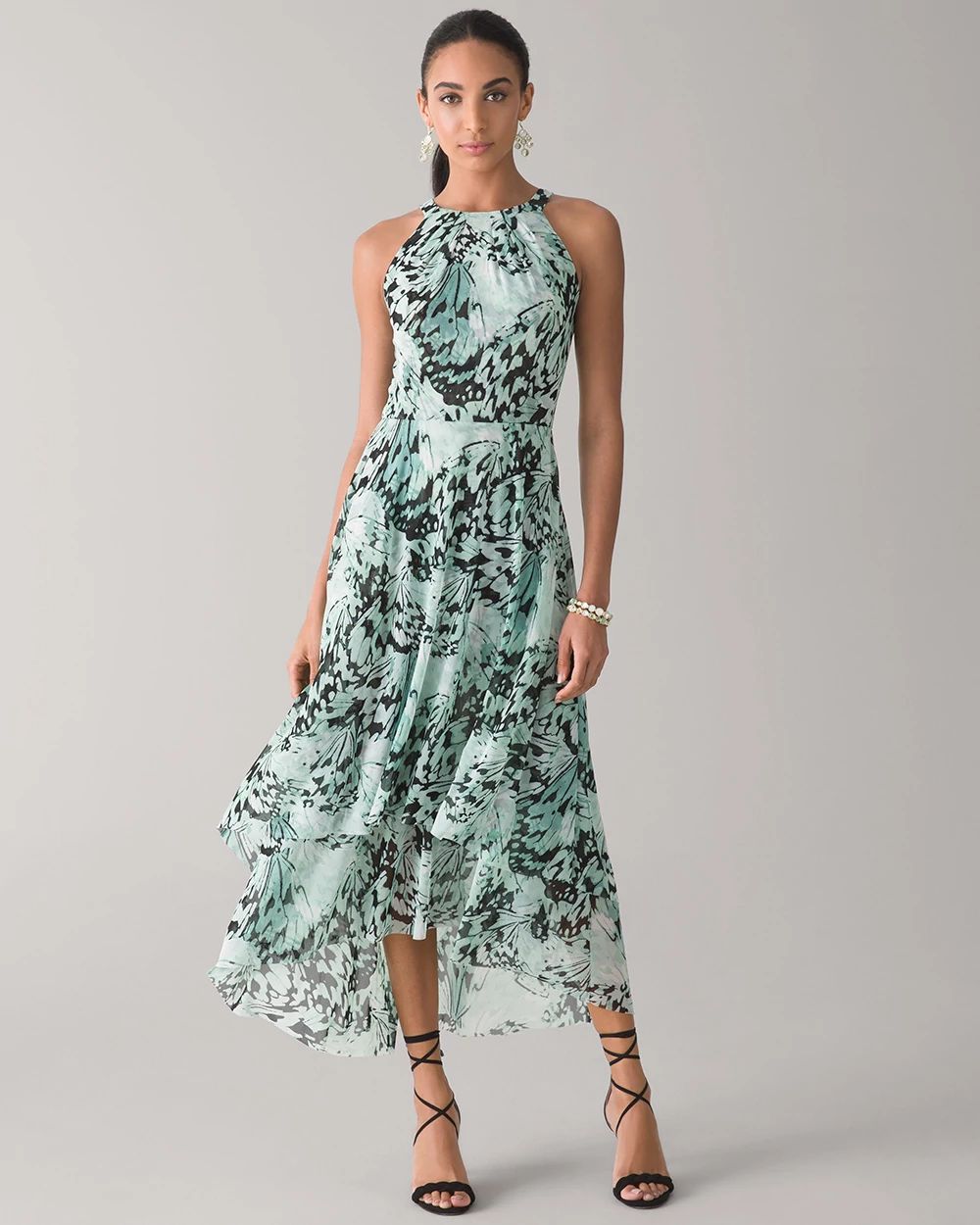 Mesh Knit Halter Midi Dress