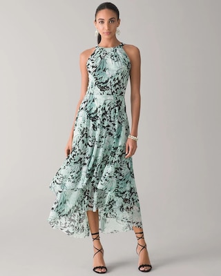 Mesh Knit Halter Midi Dress
