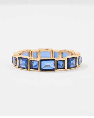 Dark Blue Glass Stone Stretch Bracelet click to view larger image.