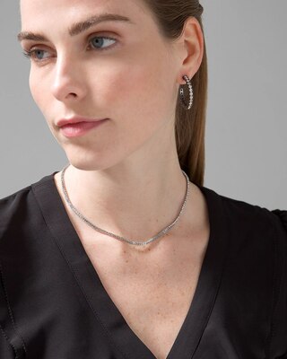 Silver Crystal Tennis Necklace